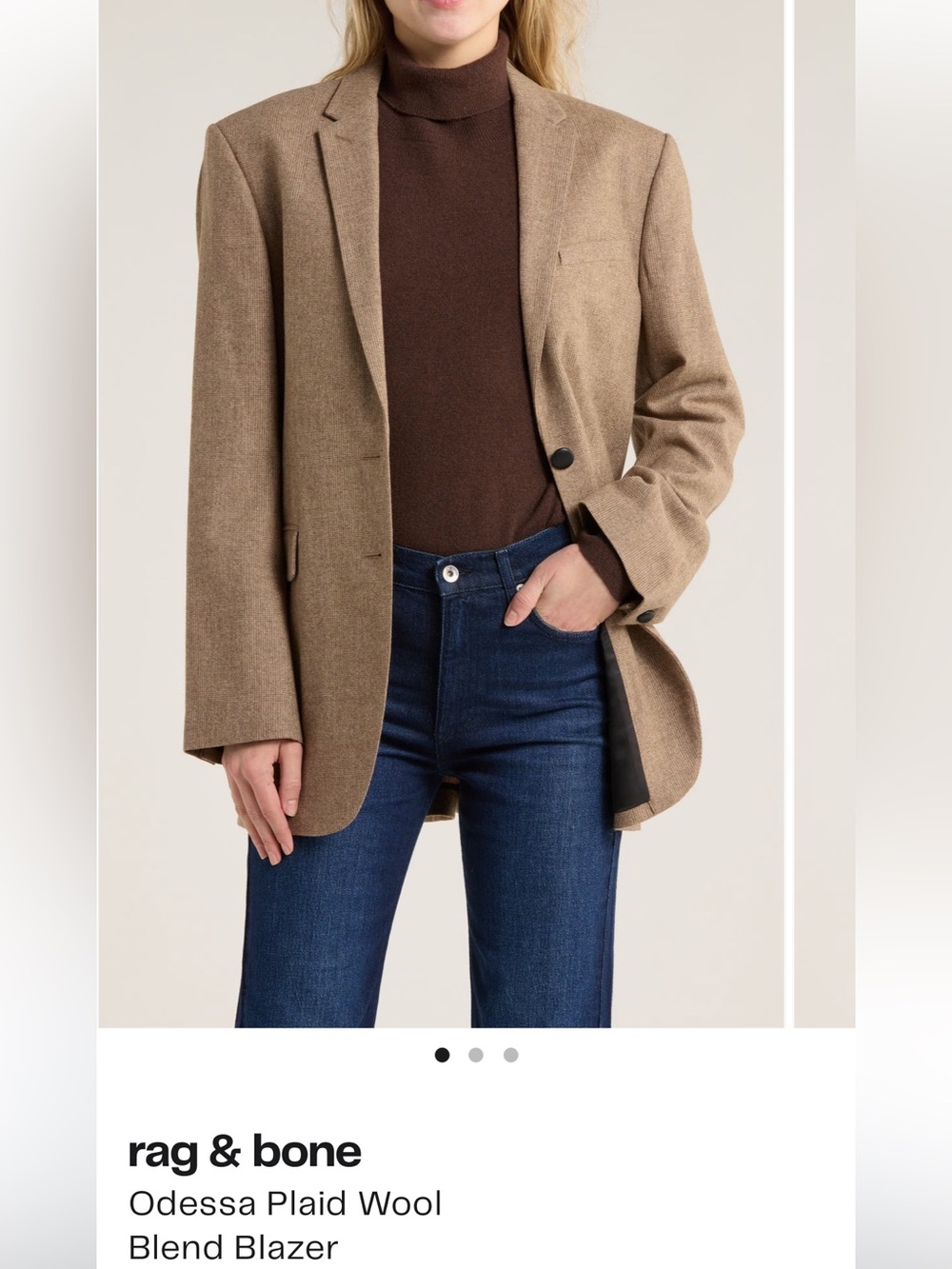 NWT rag & bone Odessa Tan Plaid Wool Blazer